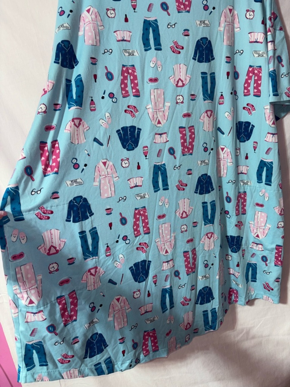 Women’s Light Blue Sleep Shirt Nightgown/House Dress with Pockets - Picture 5 of 11